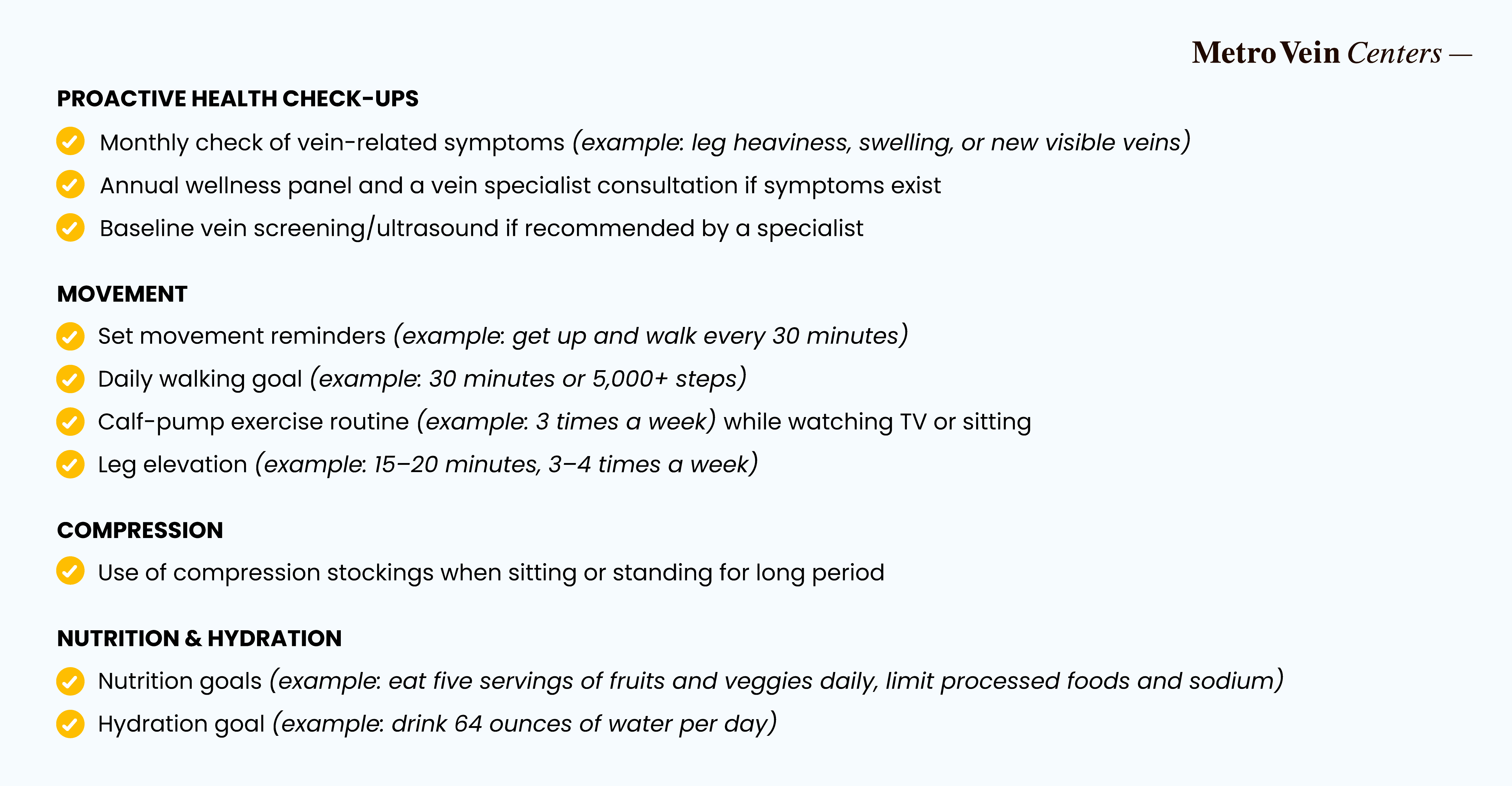 key items you should include in your vein health care plan