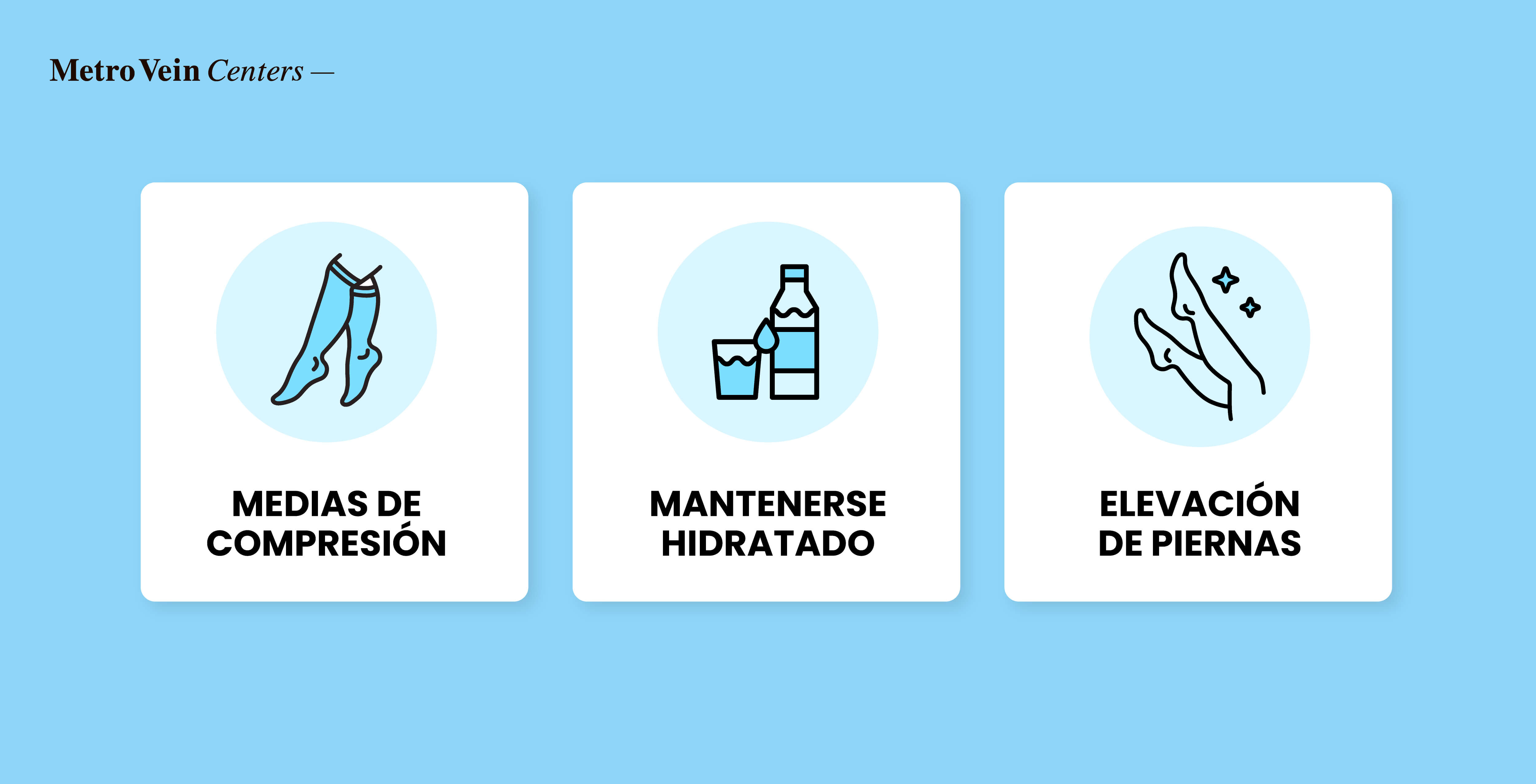 medias de compresi&oacute;n, mantenerse hidratado, elevaci&oacute;n de piernas